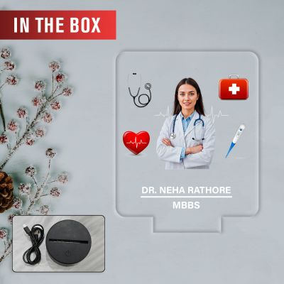 Personalized Doctor LED Night Lamp, Birthday Gift for Doctor Thankyou Gift for Doctor & Nurse Medical Student Gift Warm White Light